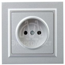 Розетка СП BRITE РСР10-1-0-БрА 10А в сборе без заземл. без защ. шторок алюм. IEK BR-R10-10-K47-F