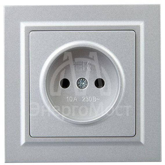 Розетка СП BRITE РСР10-1-0-БрА 10А в сборе без заземл. без защ. шторок алюм. IEK BR-R10-10-K47-F