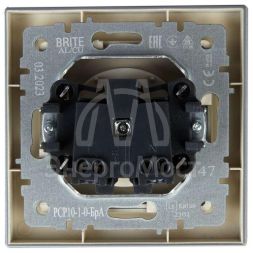 Розетка СП BRITE РСР10-1-0-БрА 10А в сборе без заземл. без защ. шторок алюм. IEK BR-R10-10-K47-F