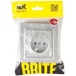 Розетка СП BRITE РСР10-1-0-БрА 10А в сборе без заземл. без защ. шторок алюм. IEK BR-R10-10-K47-F