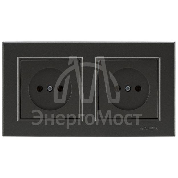Розетка 2-м СП Karea 10А IP20 б/з дым. металлик Makel 56050017