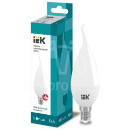 Лампа светодиодная ECO CB35 5Вт свеча на ветру 4000К бел. E14 450лм 230-240В IEK LLE-CB35-5-230-40-E14