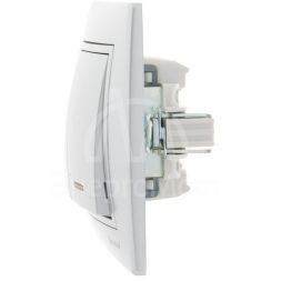 Выключатель 2-кл. СП Мира 10А IP20 с подсветкой со вставкой сер. метал. LEZARD 701-1010-112