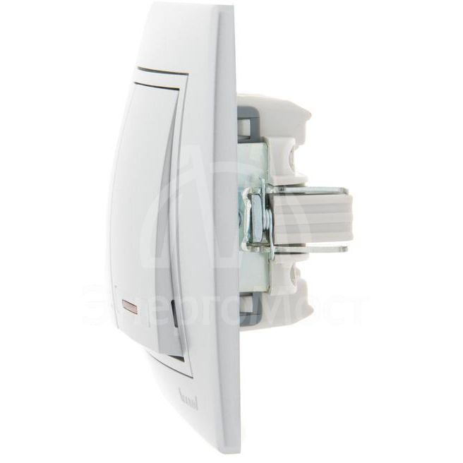 Выключатель 2-кл. СП Мира 10А IP20 с подсветкой со вставкой сер. метал. LEZARD 701-1010-112