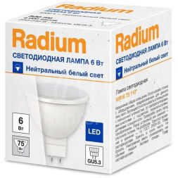 Лампа светодиодная RL MR16 6W/840 6Вт 4000К нейтр. бел. GU5.3 500лм 220-240В 110град. WFL FS1 (замена 75Вт) RADIUM 4008597191725