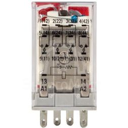 Реле промежуточное RPAt 22/4 5А 230В AC с кнопкой и мех. индикацией AVERES EKF rpat-22-4-230AC