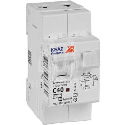 Выключатель автоматический дифференциального тока 2п с защитой от сверхтоков OptiDin D63-22C40-AC-У3 C40 30мА 4.5кА КЭАЗ 328102