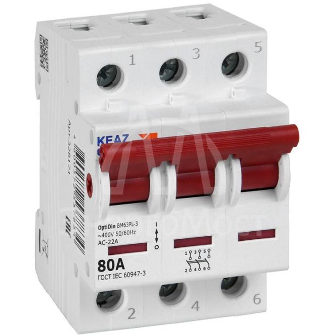 Выключатель нагрузки модульный OptiDin BM63PL-380-УХЛ3 (ВМ63PL) КЭАЗ 328171