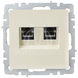 Розетка компьютерная двойная СП RJ45 кат.5E BRITE РК10-2-БрКр беж. IEK BR-K20-1-K10