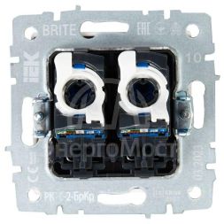 Розетка компьютерная двойная СП RJ45 кат.5E BRITE РК10-2-БрКр беж. IEK BR-K20-1-K10