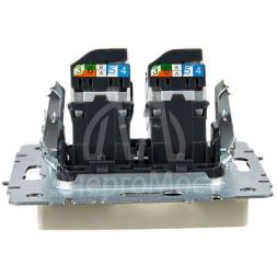 Розетка компьютерная двойная СП RJ45 кат.5E BRITE РК10-2-БрКр беж. IEK BR-K20-1-K10