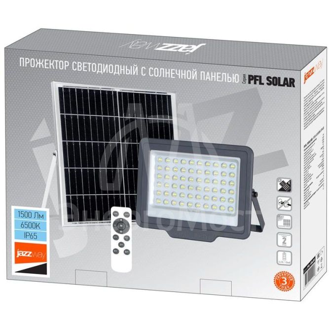 Прожектор светодиодный PFL SOLAR 150 6500К IP65 (в компл. с солнечной панелью и пультом) JazzWay 5044425