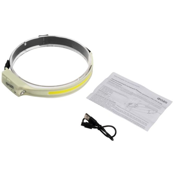 Фонарь аккумуляторный налобный ФАZА AccuFH3-L3W/L3W-GLOW 3Вт COB+3Вт XPE (5режимов упраление жестами) IP44 ФАZА 5061729