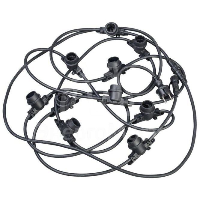 Гирлянда белт-лайт 3м 10 патронов E27 без ламп IP65 шнур черн. 2м 230В транзит IEK LGDU601-0-010-03-B-S-65