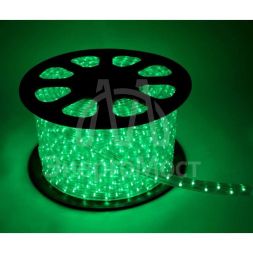 Шнур светодиодный Дюралайт постоянного свечения 2W 220В 1.8Вт/м d13мм (уп.100м) IP44 зел. Космос KOC-DL-2W13-G