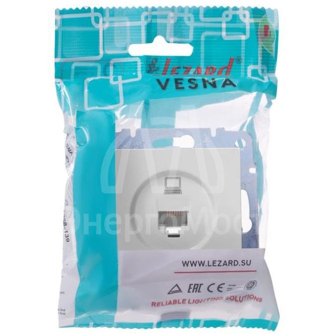 Розетка компьютерная 1-м СП Vesna механизм бел. LEZARD 742-0288-139