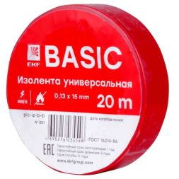 Изолента класс В 0.13х15мм (рул.20м) красн. EKF plc-iz-b-r