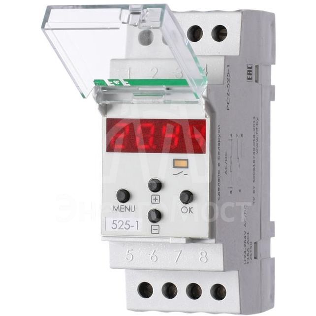 Реле времени PCZ-525-1 (1 канал астрономическое коррекция вр. вкл./выкл. ночной перерыв установка независимых программ работы по дням недели 230В 16А 1P IP20 монтаж на DIN-рейке) F&amp;amp;F EA02.002.011