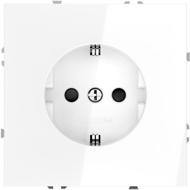 Розетка 1-м СП S70 16А с заземл. защ. шторки механизм бел. глянцевый Voltum VLS040201