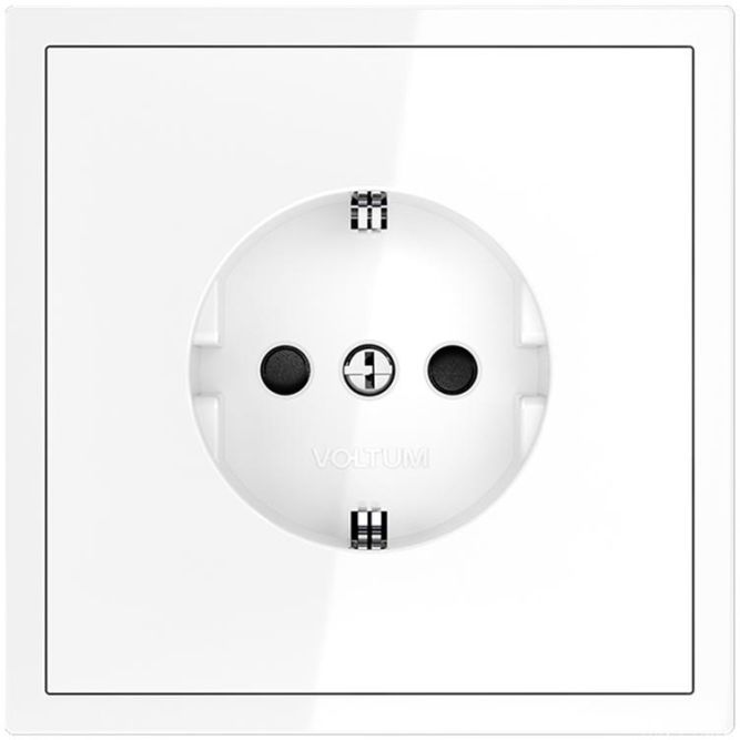 Розетка 1-м СП S70 16А с заземл. защ. шторки механизм бел. глянцевый Voltum VLS040201