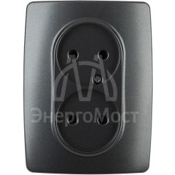 Розетка 2-м СП Эра12 12-2107-05 16А IP20 16AX 250В 2х2P антрацит Эра Б0031242