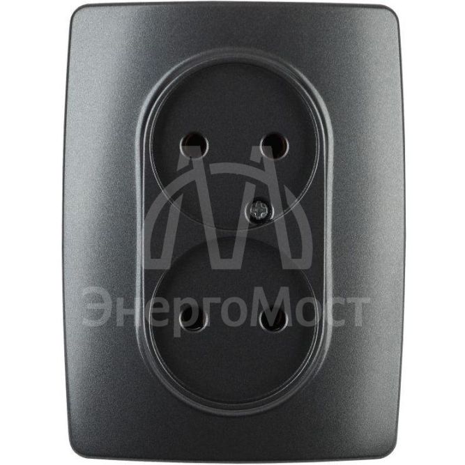 Розетка 2-м СП Эра12 12-2107-05 16А IP20 16AX 250В 2х2P антрацит Эра Б0031242