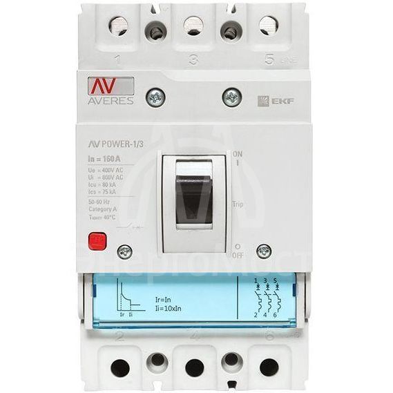 Выключатель автоматический 160А 80кА AV POWER-1/3 TR AVERES EKF mccb-13-160H-TR-av