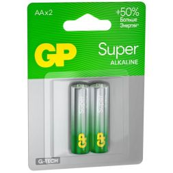 Элемент питания алкалиновый AA/LR6 1.5В Super Alkaline G-Tech 15AA21-2CRSBC2 20/160 (блист.2шт) GP 1223