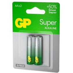 Элемент питания алкалиновый AA/LR6 1.5В Super Alkaline G-Tech 15AA21-2CRSBC2 20/160 (блист.2шт) GP 1223