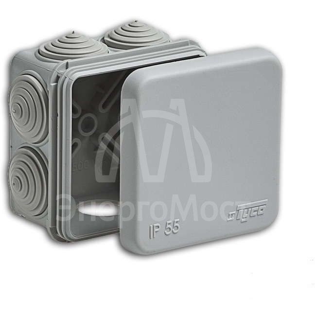 Коробка распределительная ОП 70х70х40мм 7 вводов IP55 сер. Ruvinil 67030