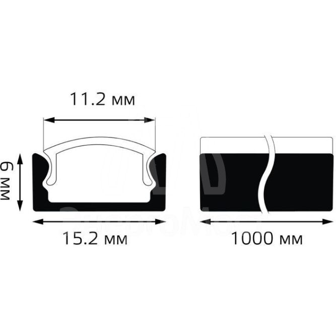 Профиль прямой для светодиодной ленты L1000 GAUSS BT410