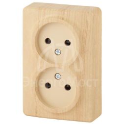 Розетка 2-м ОП Эра Эксперт 11-2202-11 16А IP20 250В 2х2P сосна Эра Б0020684