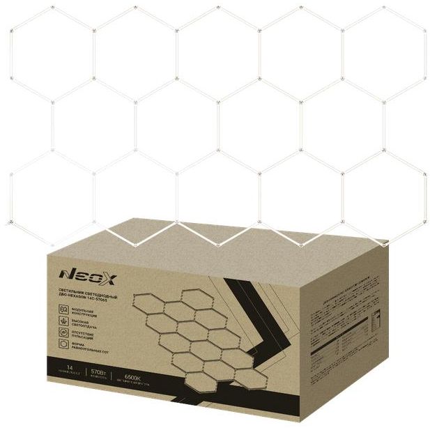 Светильник светодиодный ДБО-HEXAGON 14С-57065 570Вт 6500К 230В 4027х2325мм 14 сот 0.5м шнур с вилкой NEOX 4690612066653