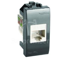 Розетка компьютерная 1-м СП Brava 1мод. RJ45 5E черн. DKC 77654N