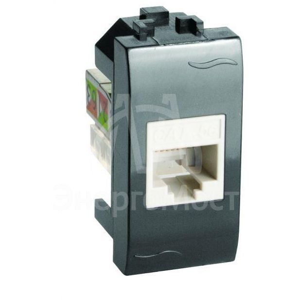 Розетка компьютерная 1-м СП Brava 1мод. RJ45 5E черн. DKC 77654N