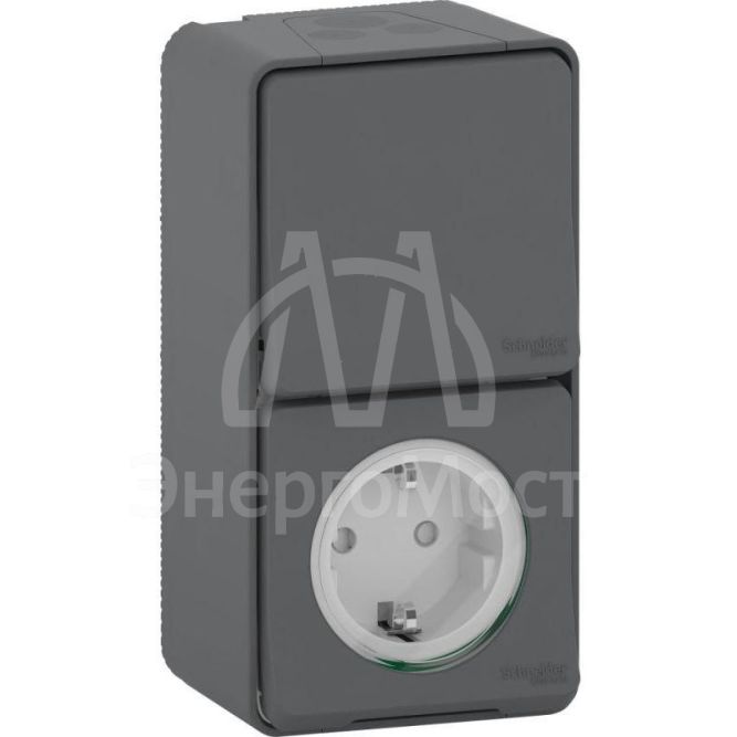 Блок розетка+переключатель ОП Mureva IP55 антрацит SchE MUR36024