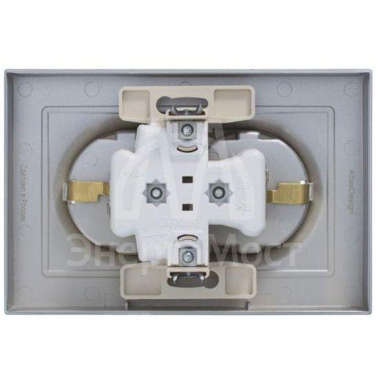 Розетка 2-м AtlasDesign 16А с заземл. в сборе алюм. SchE ATN000324