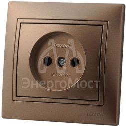 Розетка 1-м СП Мира 16А IP20 без заземл. керам. свет. корич. перламутр LEZARD 701-3131-121