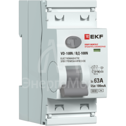 Выключатель дифференциального тока 2п 63А 100мА тип AC 6кА ВД-100N электромех. PROxima EKF E1026M63100