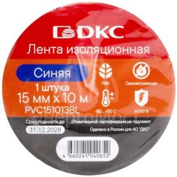 Лента изоляционная ПВХ 15х0.13 (10м) в рулоне син. DKC PVC151013BL