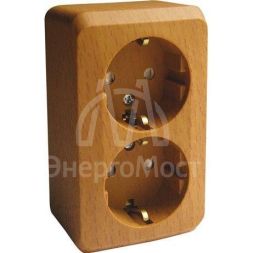 Розетка 2-м ОП Этюд Дача 16А защ. шторки с заземл. бук SchE PA16-008T