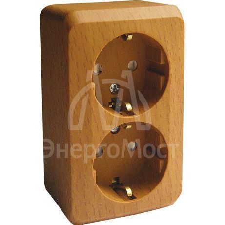 Розетка 2-м ОП Этюд Дача 16А защ. шторки с заземл. бук SchE PA16-008T