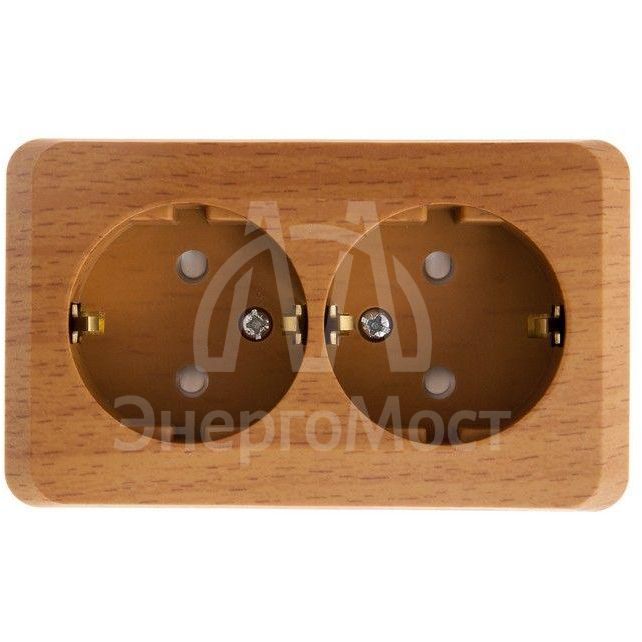 Розетка 2-м ОП Этюд Дача 16А защ. шторки с заземл. бук SchE PA16-008T