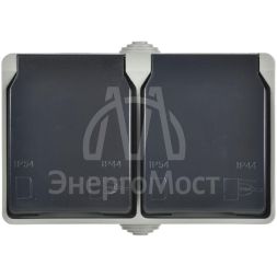 Розетка 2-м ОП Форс РСб22-3-ФСр с защ. крышкой с заземл. IP54 IEK ERS22-K03-16-54-DC