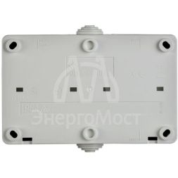 Розетка 2-м ОП Форс РСб22-3-ФСр с защ. крышкой с заземл. IP54 IEK ERS22-K03-16-54-DC