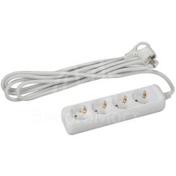 Удлинитель 4х3м с заземл. 16А IP20 ПВС 3х0.75 UX-4e-3m ЭРА Б0038579