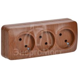 Розетка 3-м ОП GLORY РС23-2-ХД 10А без заземл. дуб IEK ERH30-K24-10