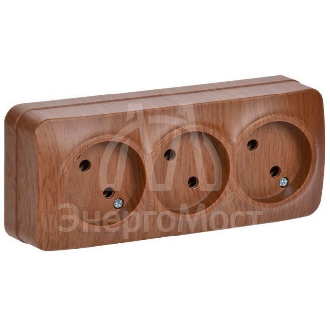 Розетка 3-м ОП GLORY РС23-2-ХД 10А без заземл. дуб IEK ERH30-K24-10