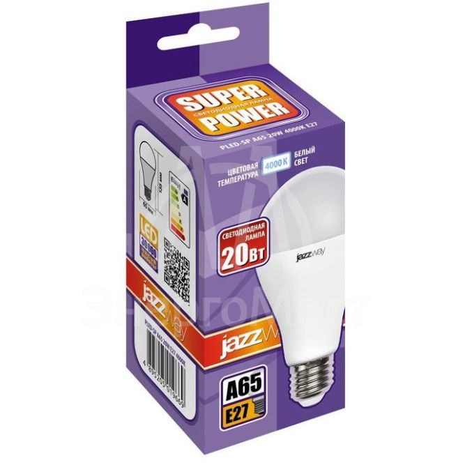 Лампа светодиодная PLED- SP A65 20Вт E27 4000К 230/50 JazzWay 5019669