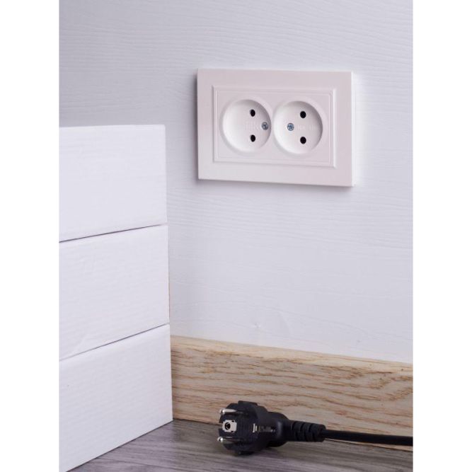 Розетка 2-м СП BRITE РС12-2-БрЖ 10А в сборе без заземл. без защ. шторок жемчуж. IEK BR-R20-10-K36-F